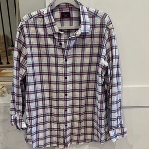 Untuck It Men's Plaid Shirt - White, Blue, Red